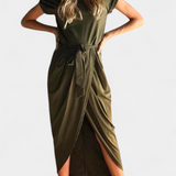 Clarissa Vestido Midi Envolvente con Abertura Lateral
