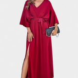 Milly Vestido Elegante con Lazo y Abertura