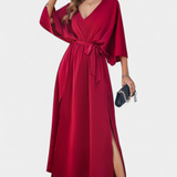 Milly Vestido Elegante con Lazo y Abertura