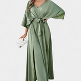 Milly Vestido Elegante con Lazo y Abertura