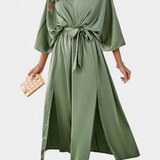 Milly Vestido Elegante con Lazo y Abertura
