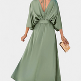 Milly Vestido Elegante con Lazo y Abertura