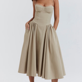 Felicity Vestido Midi Corsé Sin Mangas