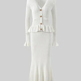 Prudence Conjunto de Vestido Midi de Punto Refinado y Top con Botones