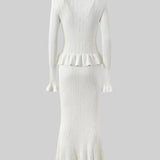 Prudence Conjunto de Vestido Midi de Punto Refinado y Top con Botones