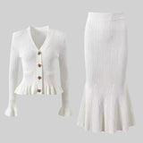 Prudence Conjunto de Vestido Midi de Punto Refinado y Top con Botones