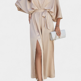 Milly Vestido Elegante con Lazo y Abertura