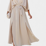 Milly Vestido Elegante con Lazo y Abertura
